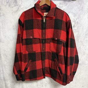 Vintage Woolrich Mackinaw Cruiser Jacket Men's 44 Red Buffalo Plaid Wool Hunting